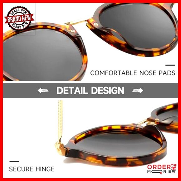 Polarized Round Sunglasses Retro Tortoise Frame Women\'s Regular Fit main image 7